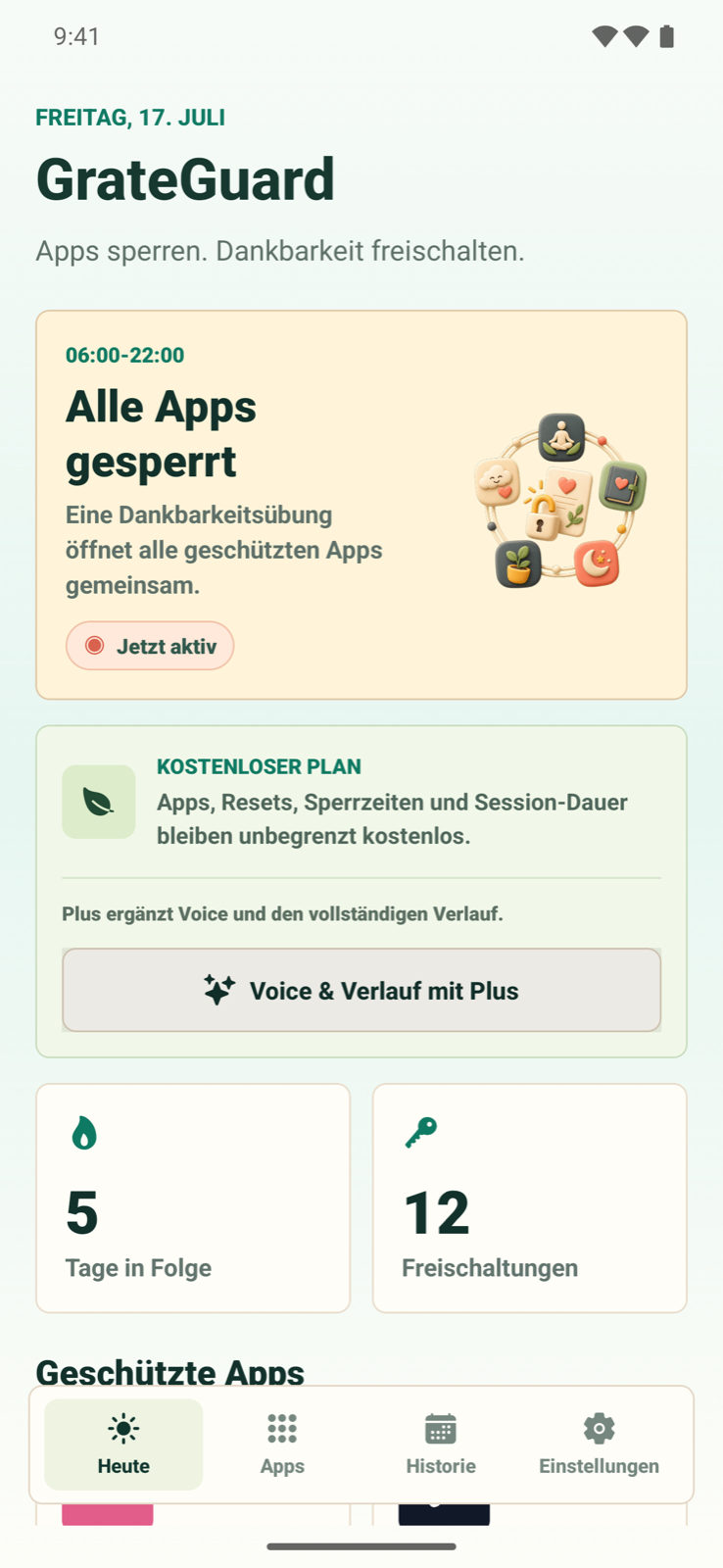 GrateGuard zeigt geschützte Apps auf Android