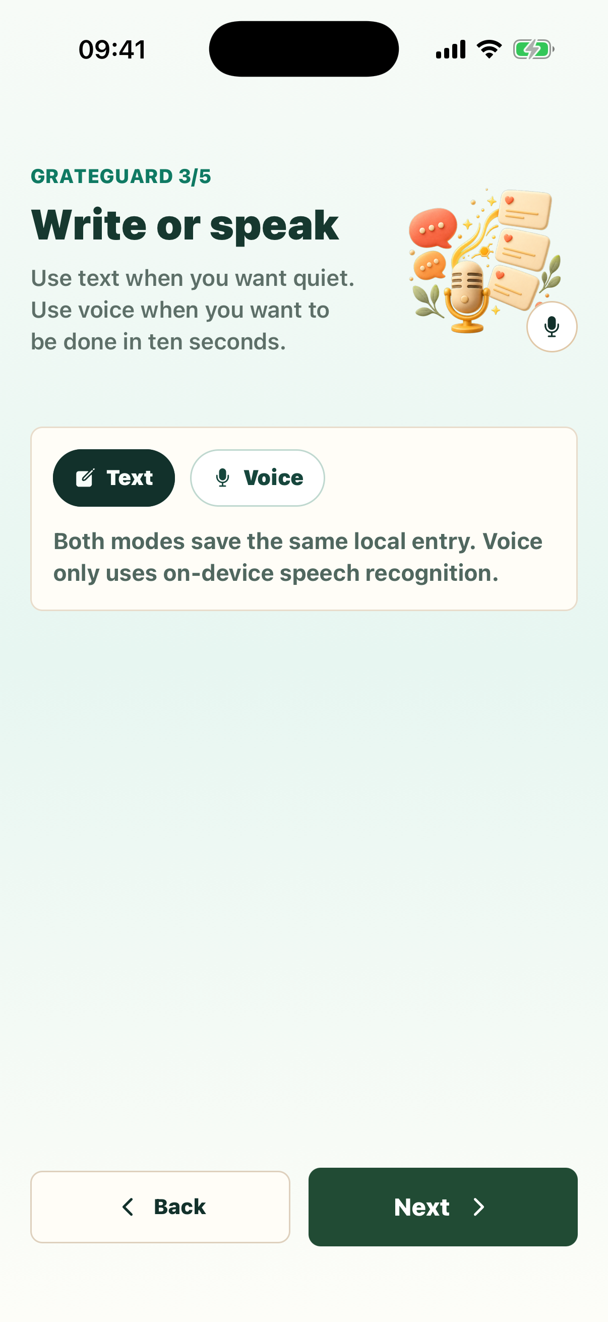 GrateGuard privacy-focused screen showing local app-blocking controls